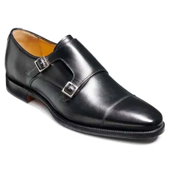 40% OFF BARKER Edison Shoes - Mens Monk Strap - Black Calf - Size: UK 8