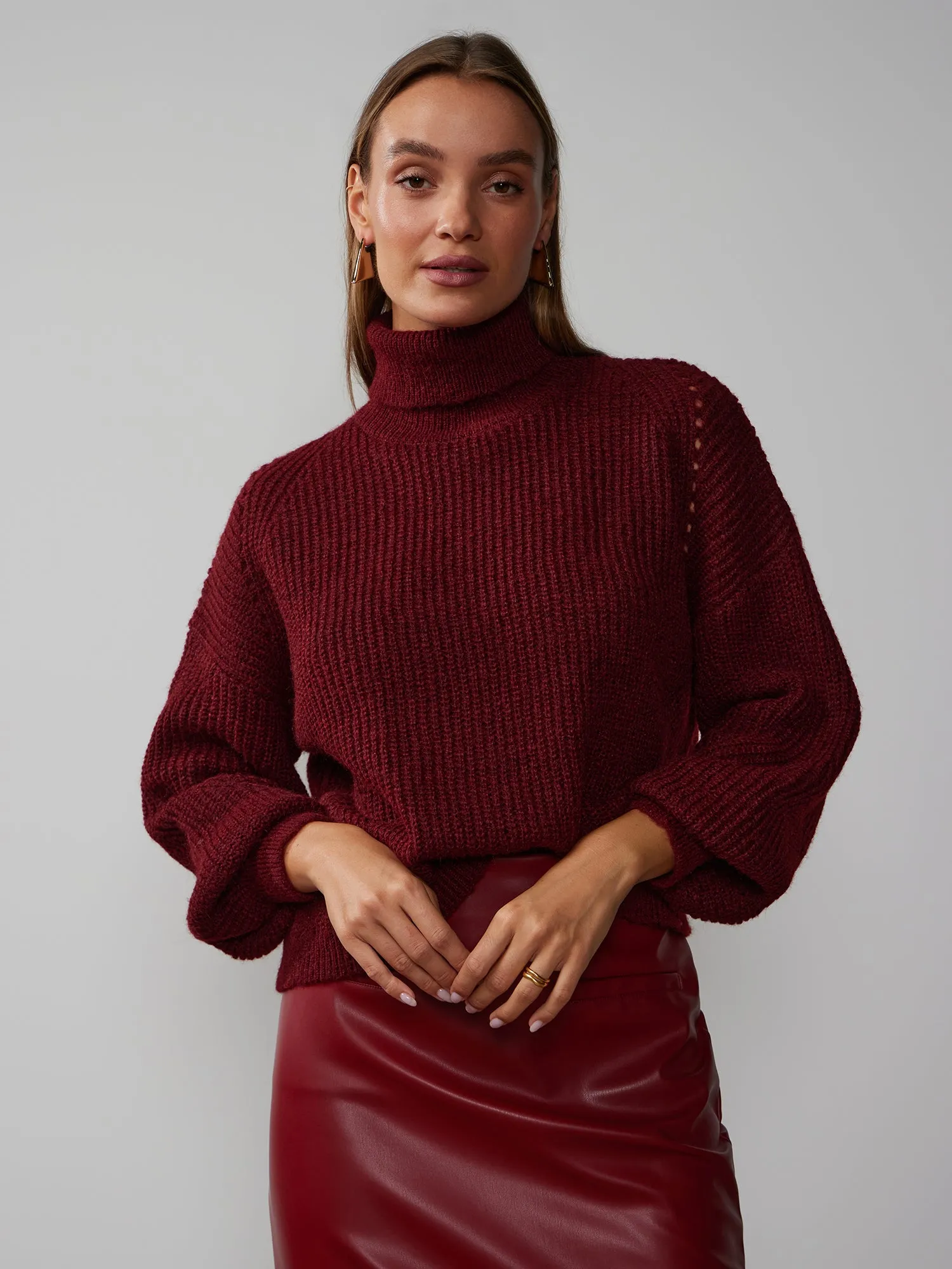 Balloon Sleeve Turtleneck Sweater