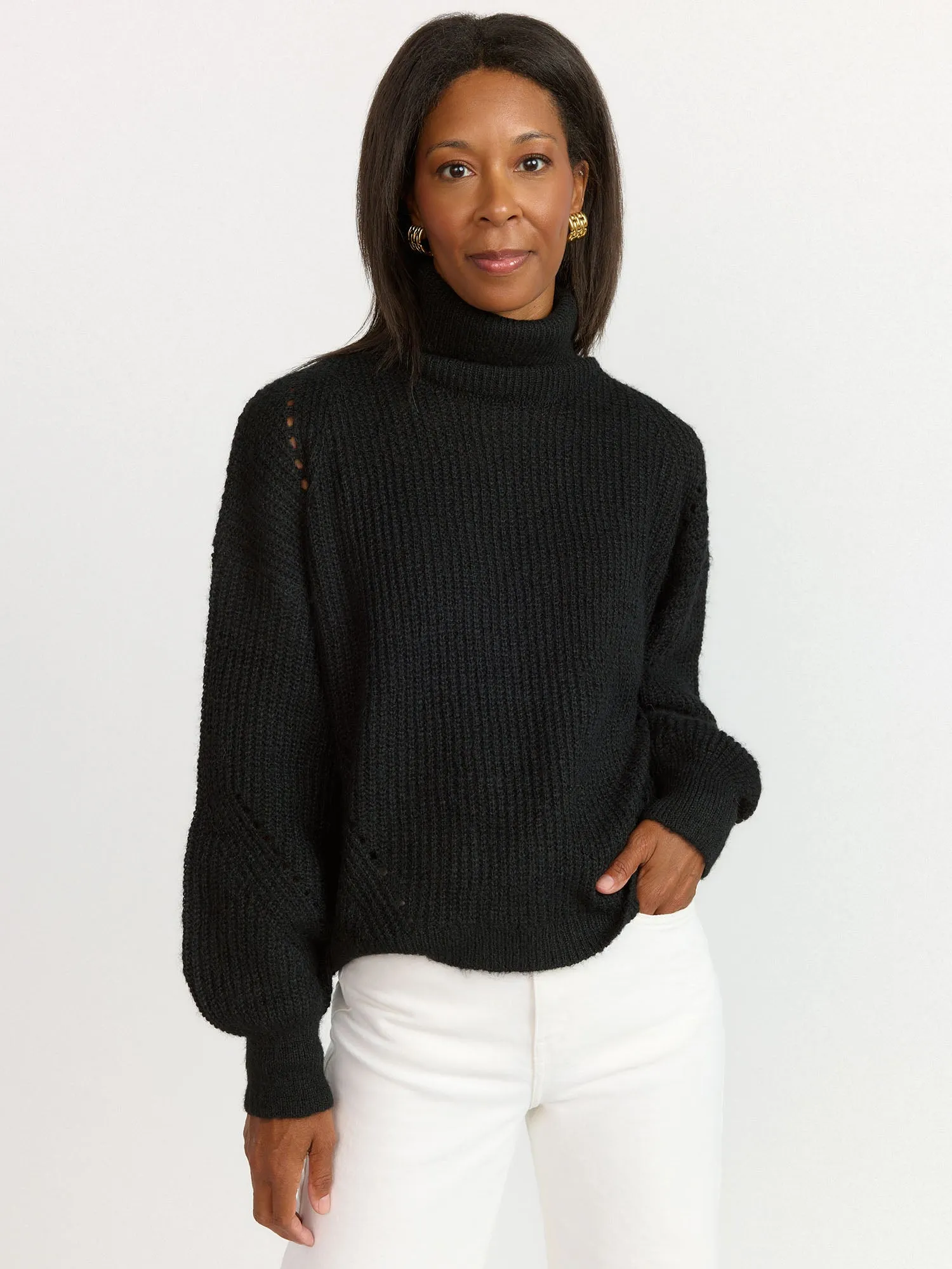 Balloon Sleeve Turtleneck Sweater