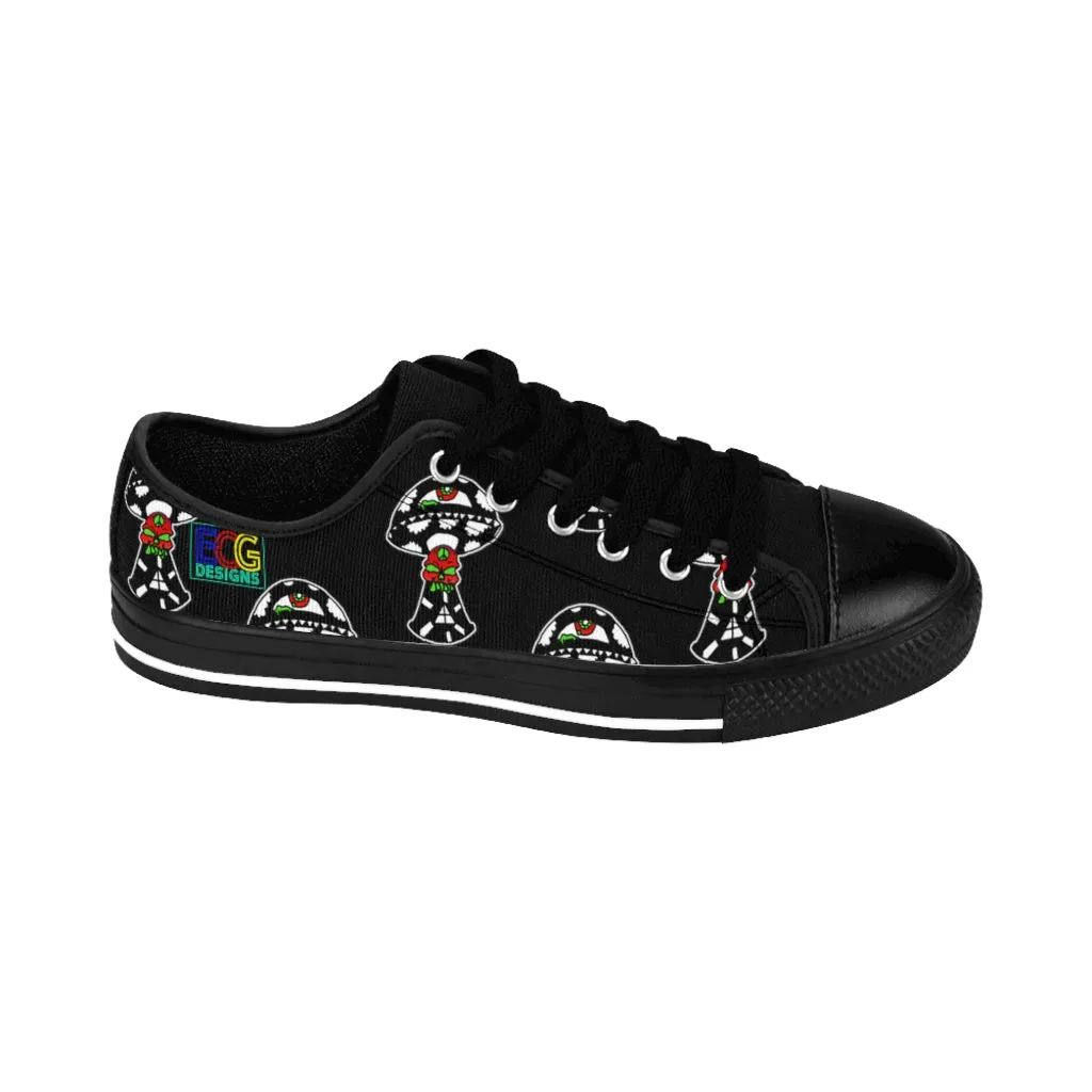 Black and White Skull Shroom Men's Sneakers