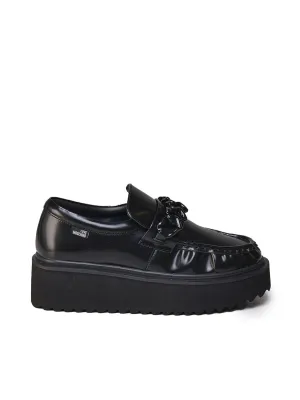 Black Leather Platform Loafers