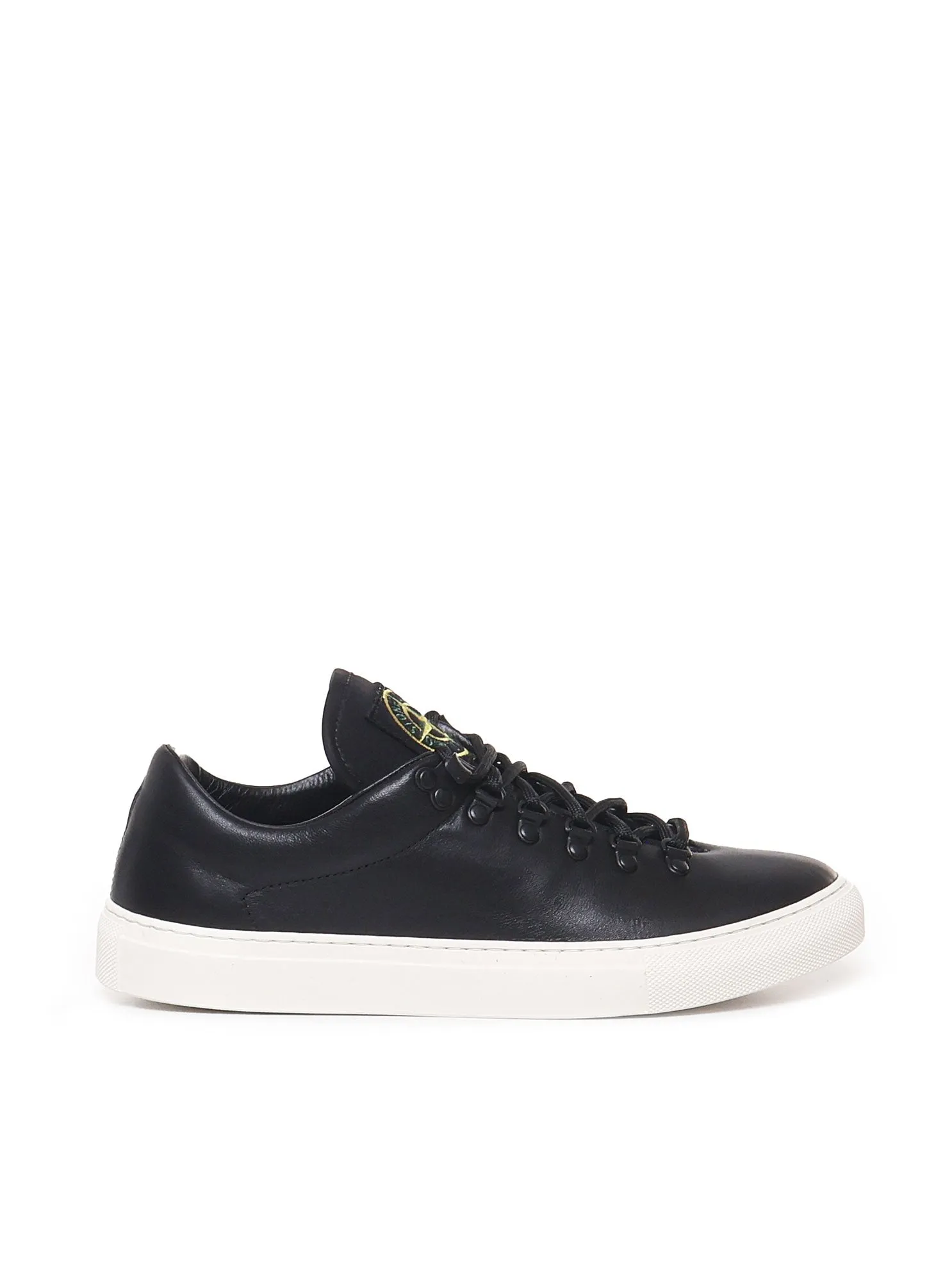 Black Leather Sneakers with Laces