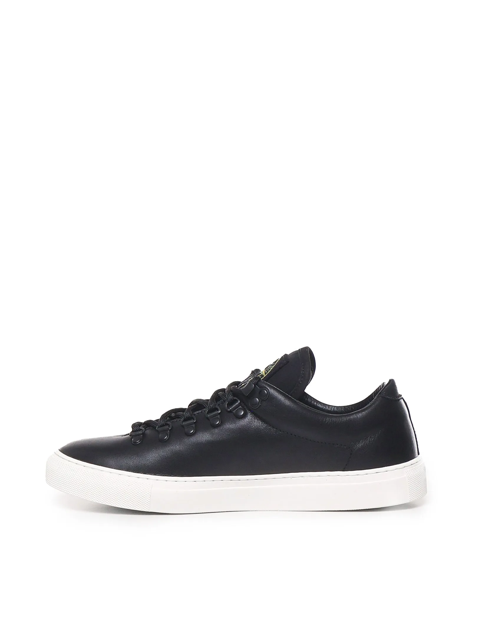 Black Leather Sneakers with Laces