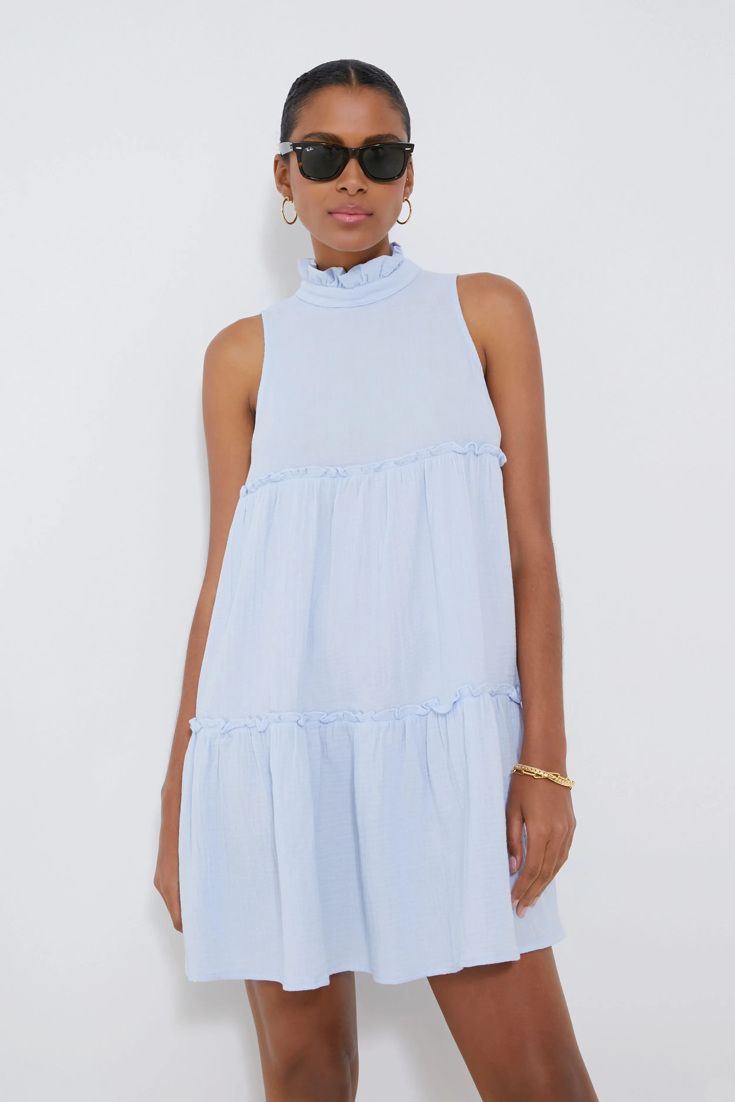 Blue Lightweight Gauze Morgan Dress