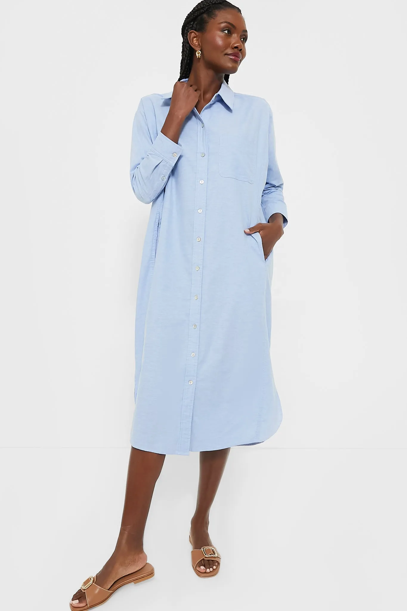 Blue Lightweight Oxford Aria Dress