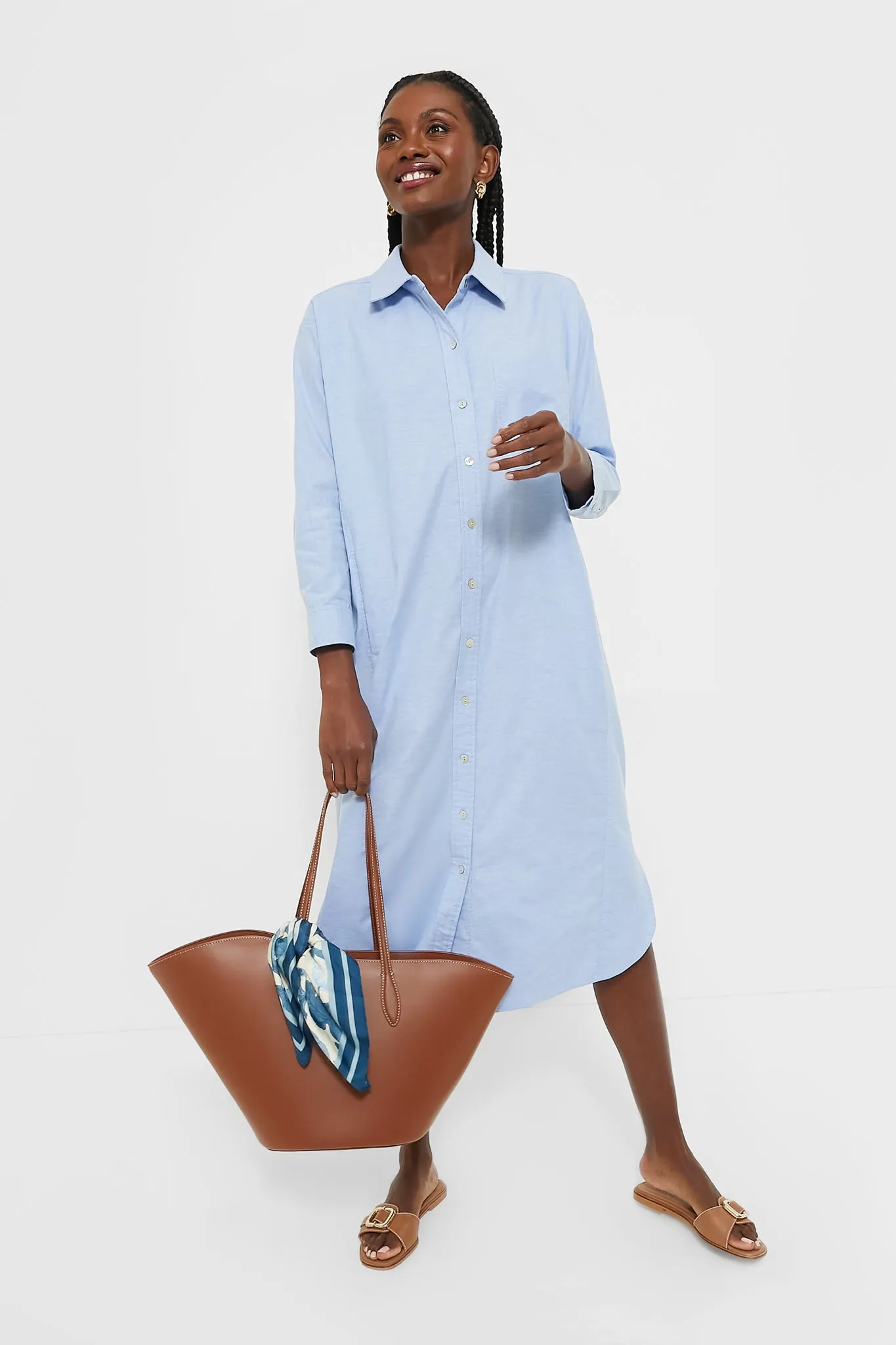 Blue Lightweight Oxford Aria Dress