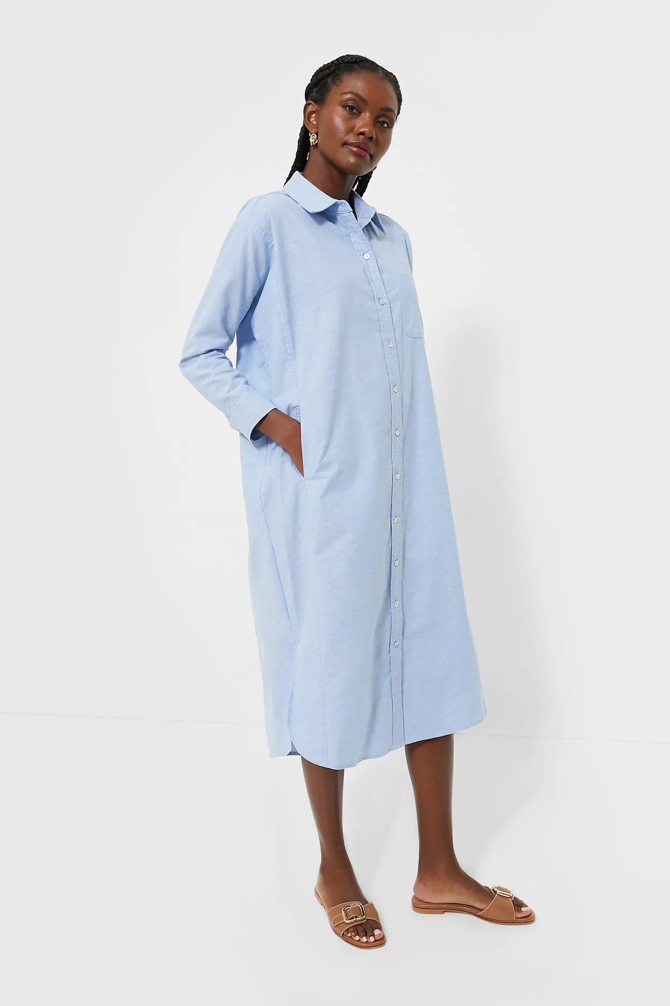 Blue Lightweight Oxford Aria Dress