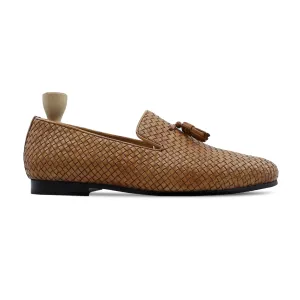 Borlange - Men's Yellow Hand Woven Leather Loafer