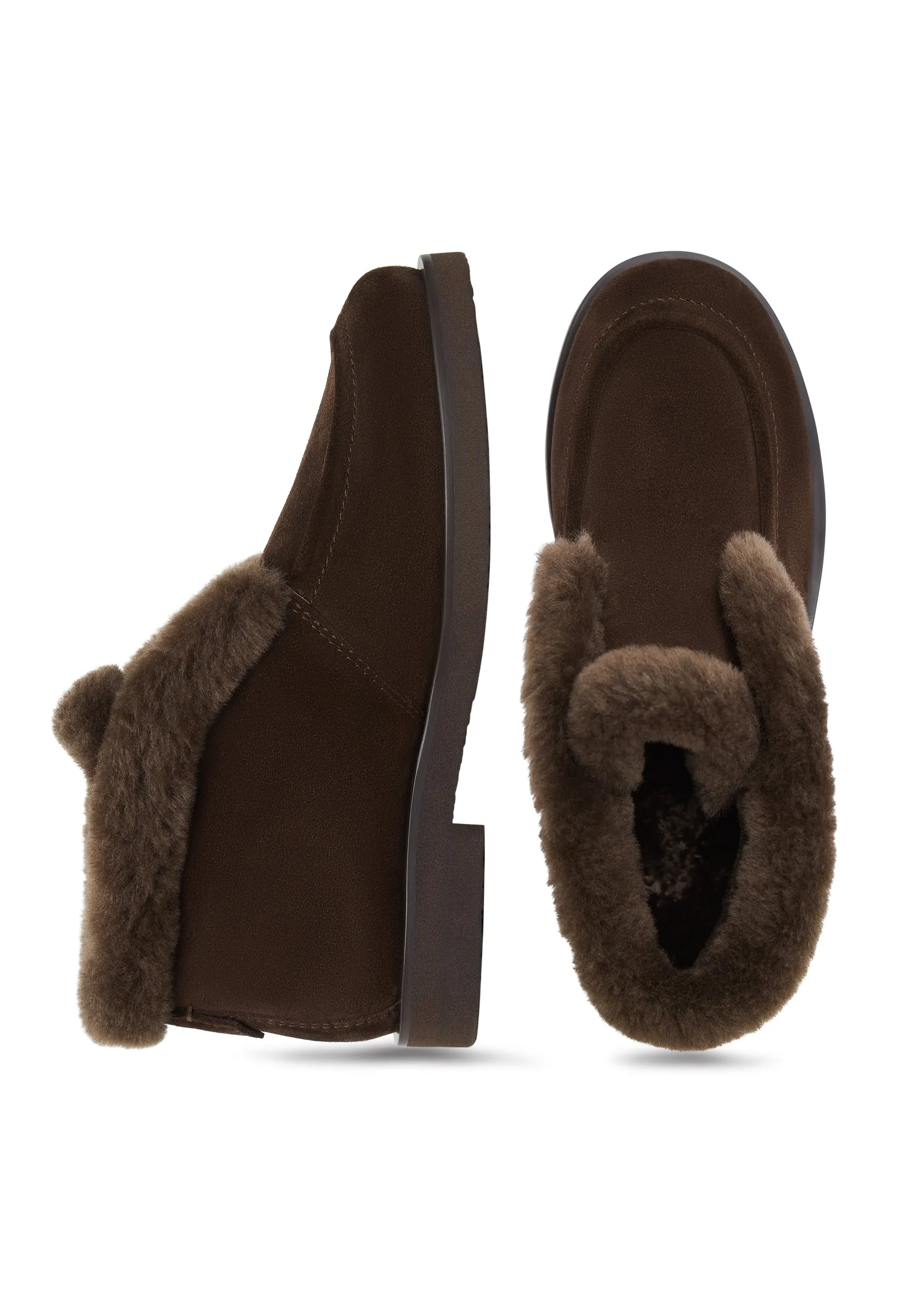 Cozy Suede Fur-Lined Boots Gerda - Brown