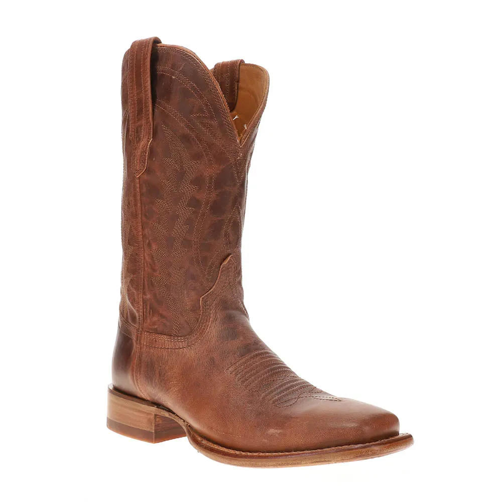 Doc Broad Embroidered Bison Square Toe Pull On Cowboy Boots