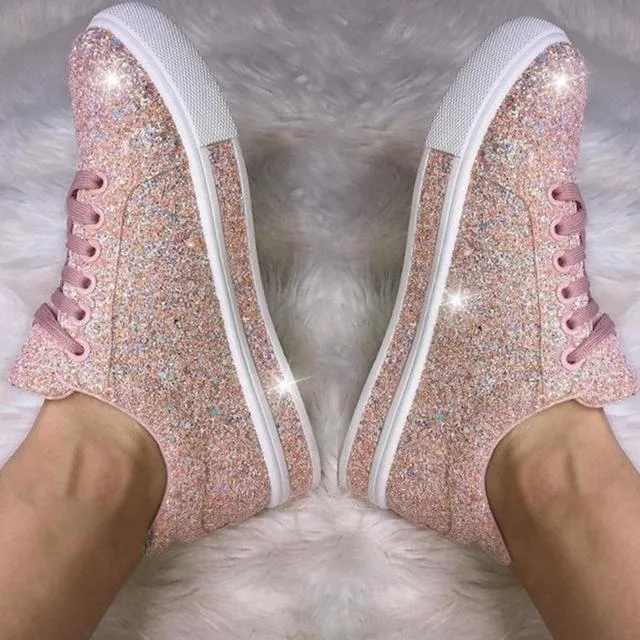 Fashion glitter rhinestone sneakers women's shiny casual shoes