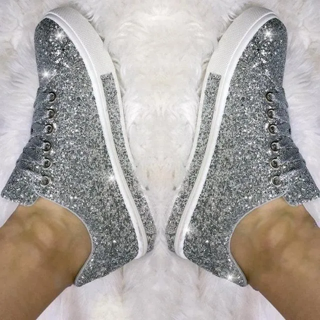 Fashion glitter rhinestone sneakers women's shiny casual shoes