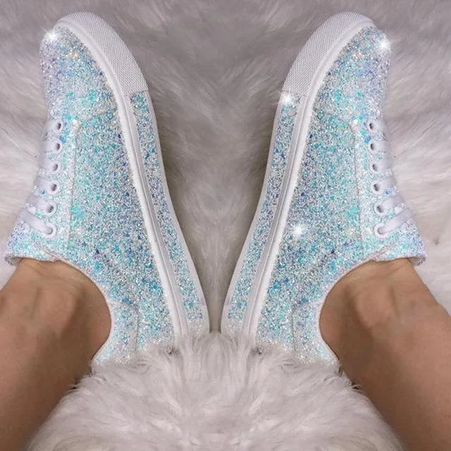 Fashion glitter rhinestone sneakers women's shiny casual shoes