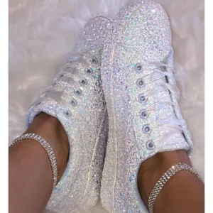 Fashion glitter rhinestone sneakers women's shiny casual shoes