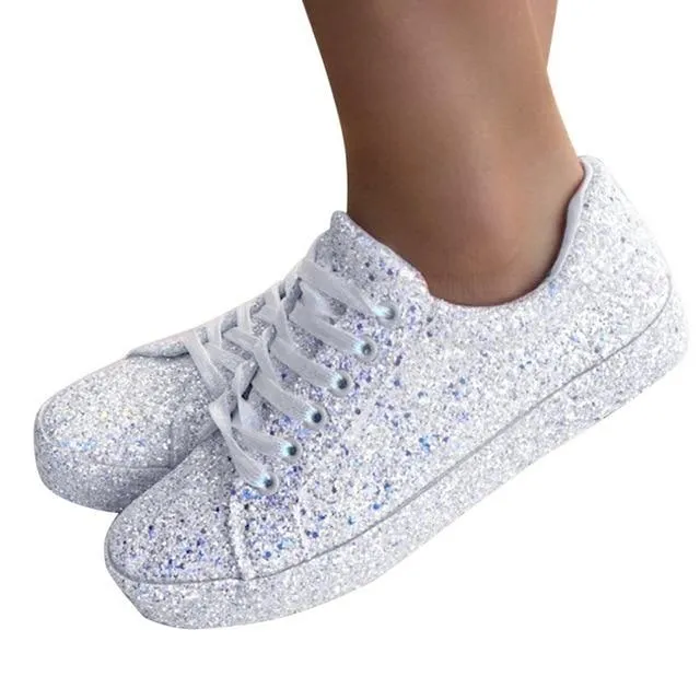 Fashion glitter rhinestone sneakers women's shiny casual shoes