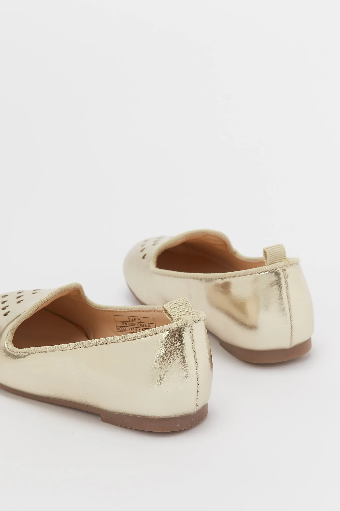 Girls Gold Heart Laser Cut Loafer