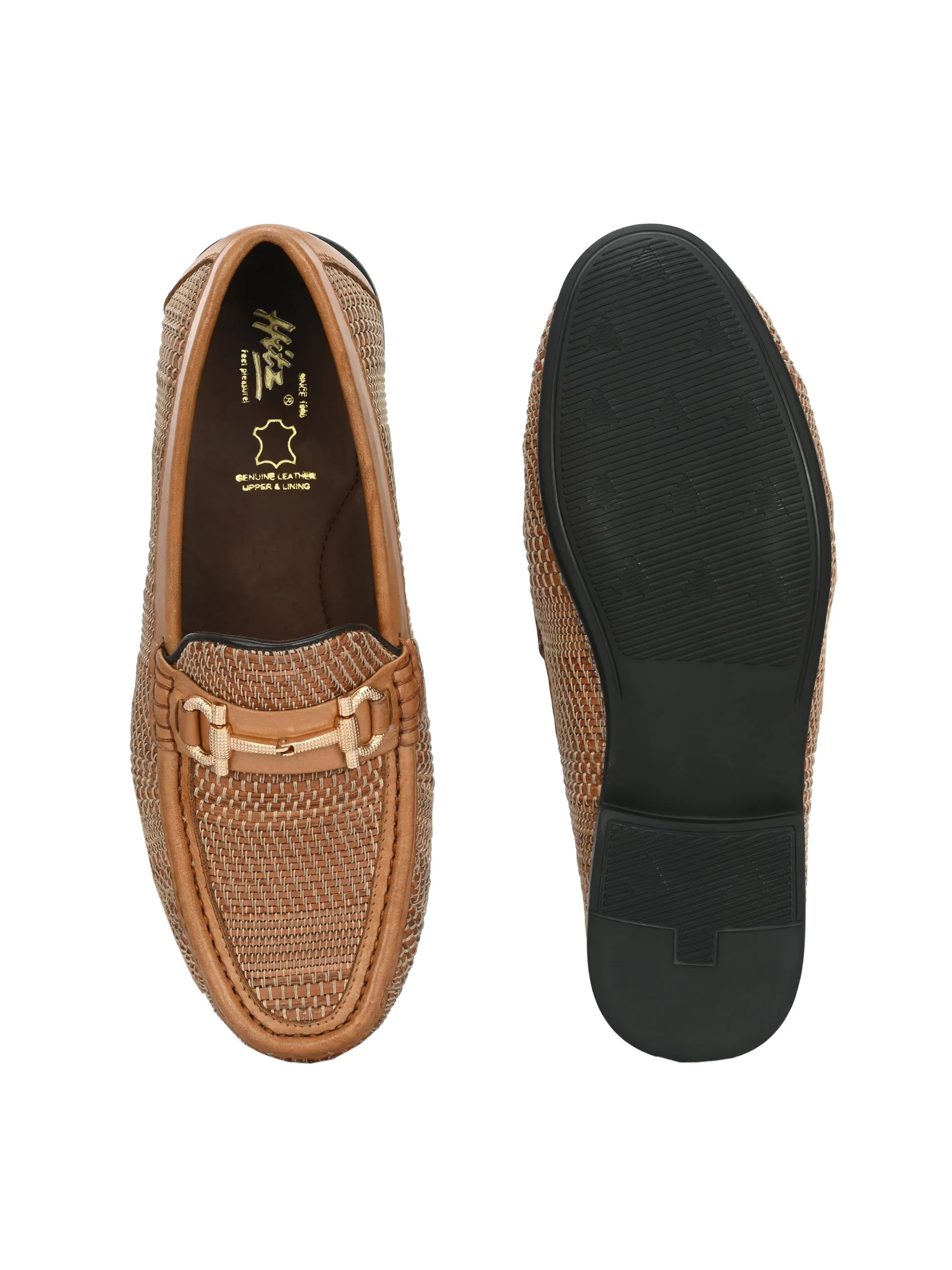 HITZ5342-Men's Tan Leather Casual Loafers