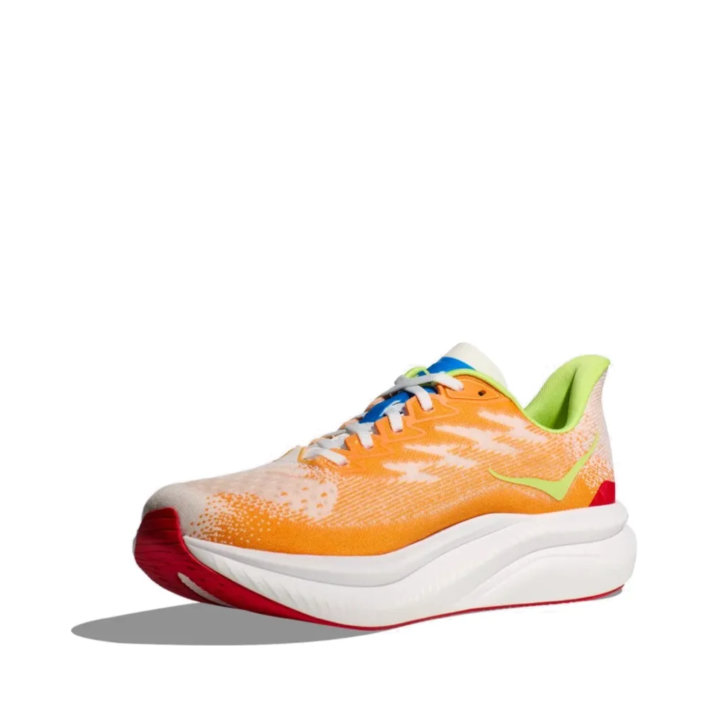 Hoka Men's Mach 6 Sneaker in White/Solar Flare