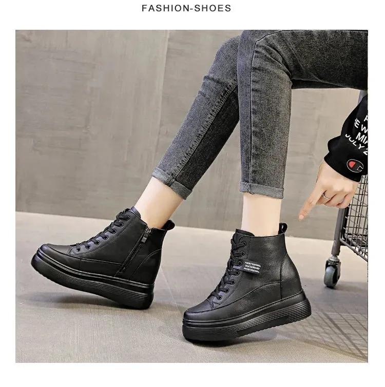 Joskaa 2024 New Black Platform Zipper Sneakers