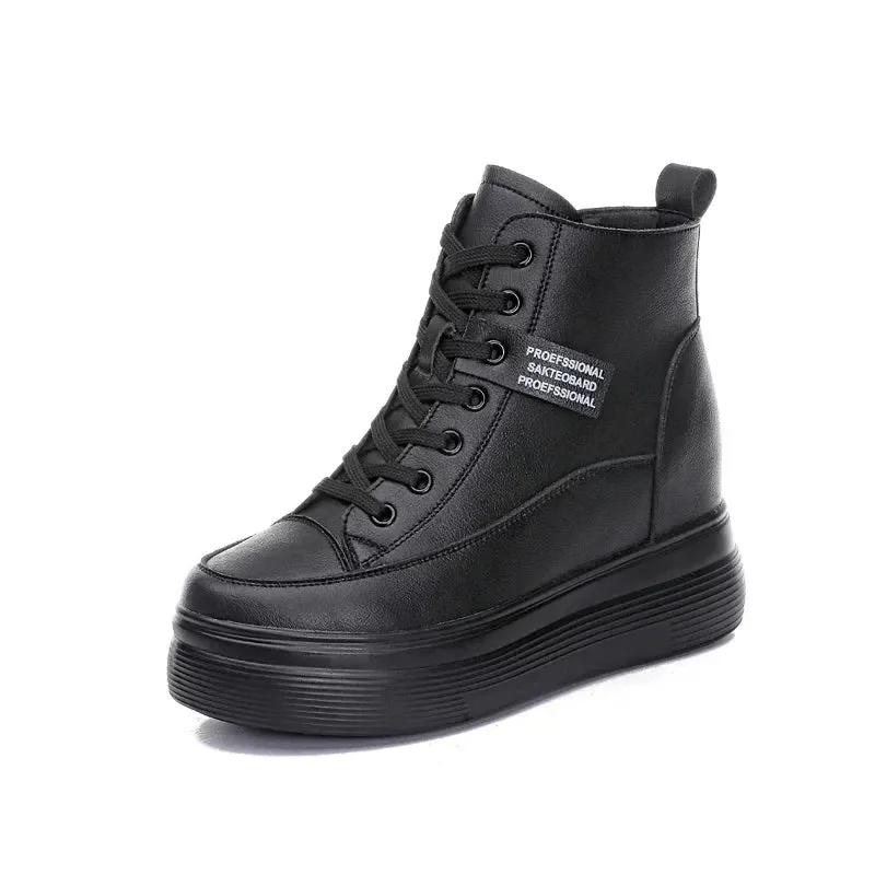 Joskaa 2024 New Black Platform Zipper Sneakers