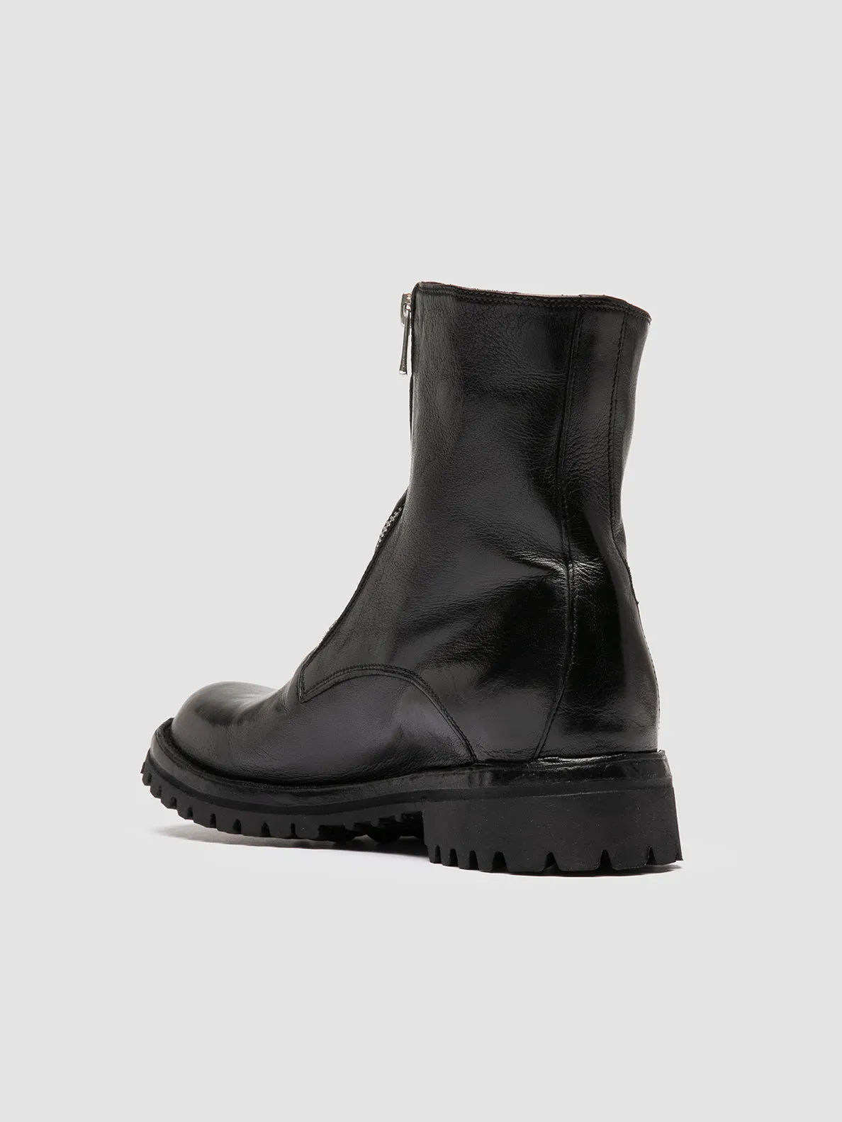 LORAINE 026 - Black Leather Zipped Boots