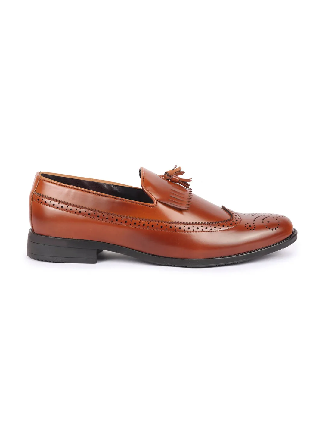 Men Tan Casual Stylish Design Tassel Loafer Shoes