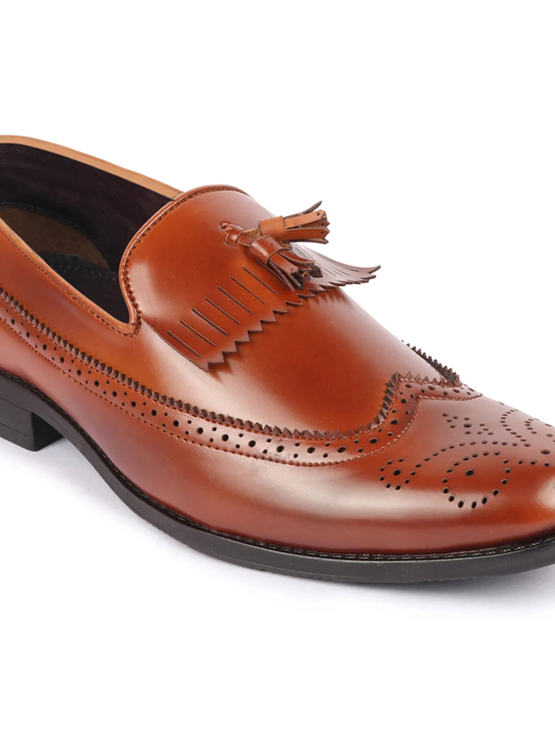 Men Tan Casual Stylish Design Tassel Loafer Shoes