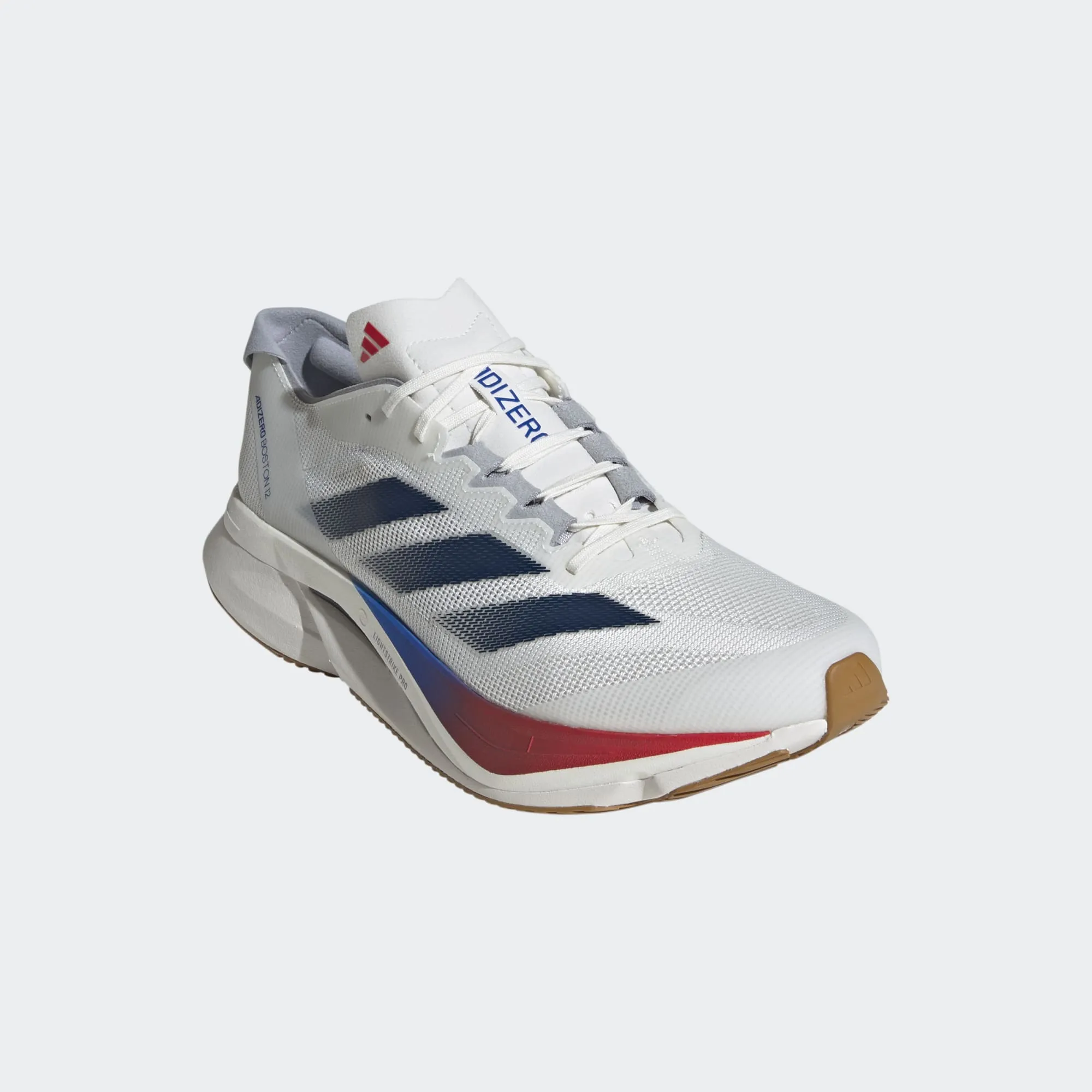 Men’s Adizero Boston 12 (Core White/Dark Blue/Pure Ruby)