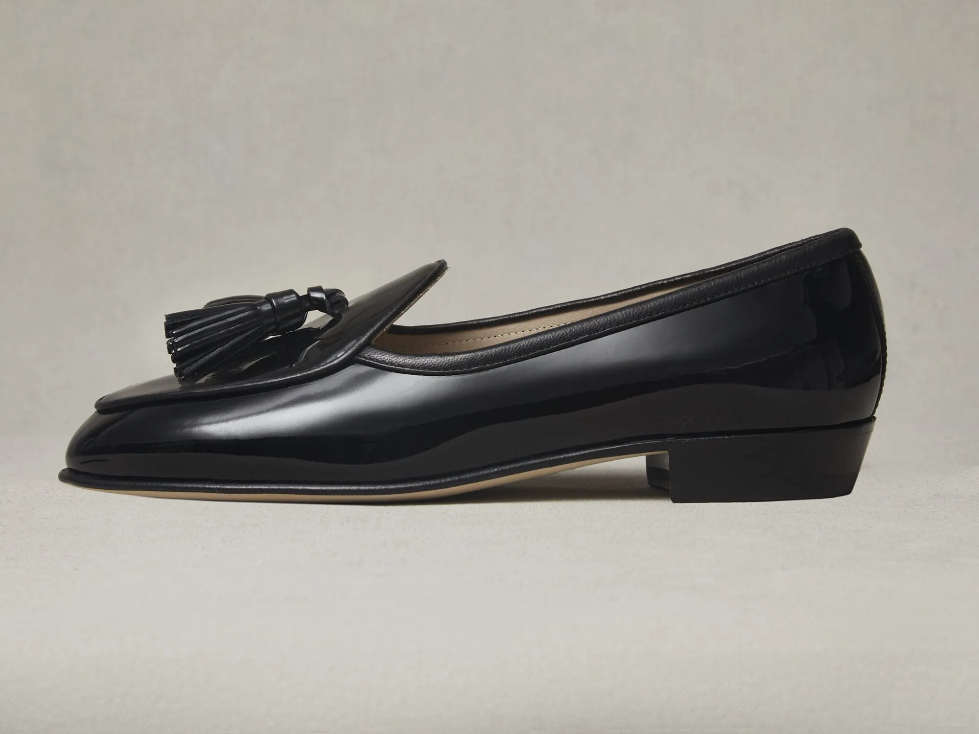 Sagan Tassel Loafers in Black Patent