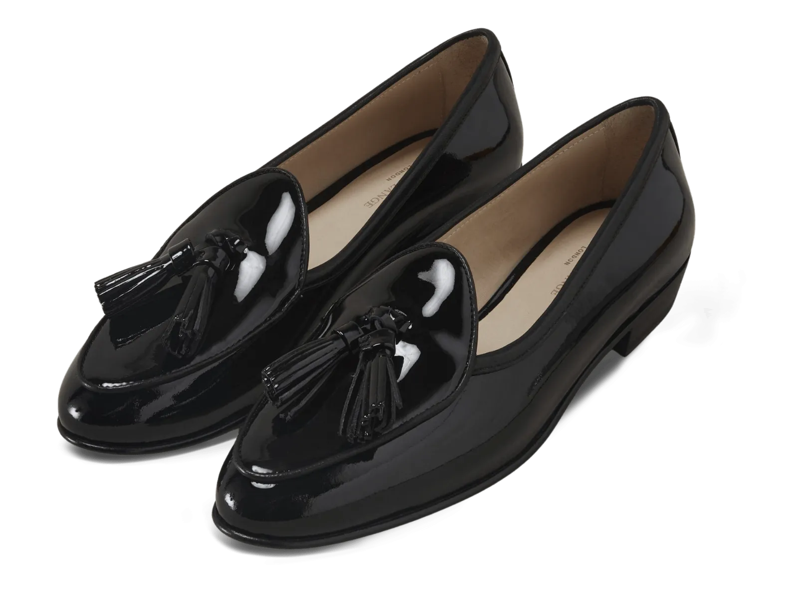 Sagan Tassel Loafers in Black Patent