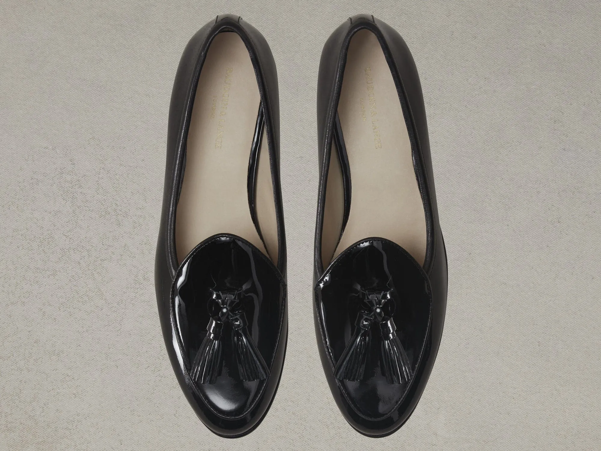 Sagan Tassel Loafers in Black Patent