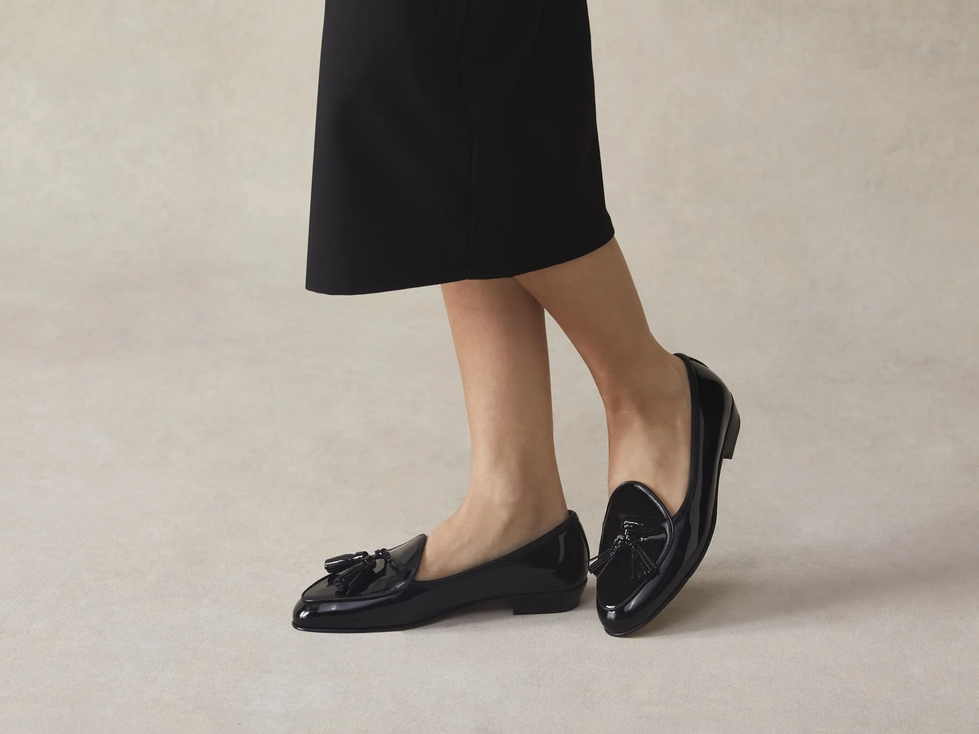 Sagan Tassel Loafers in Black Patent