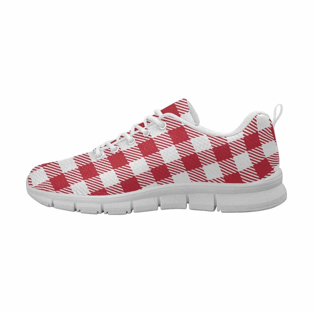 Sneakers For Men,   Buffalo Plaid Red And White - Running Shoes Dg863