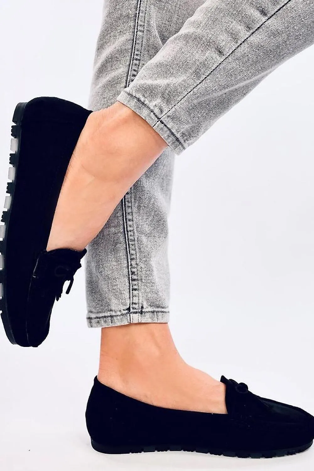 TEEK - Black Soft Bow Fringe Top Mocassin Loafers