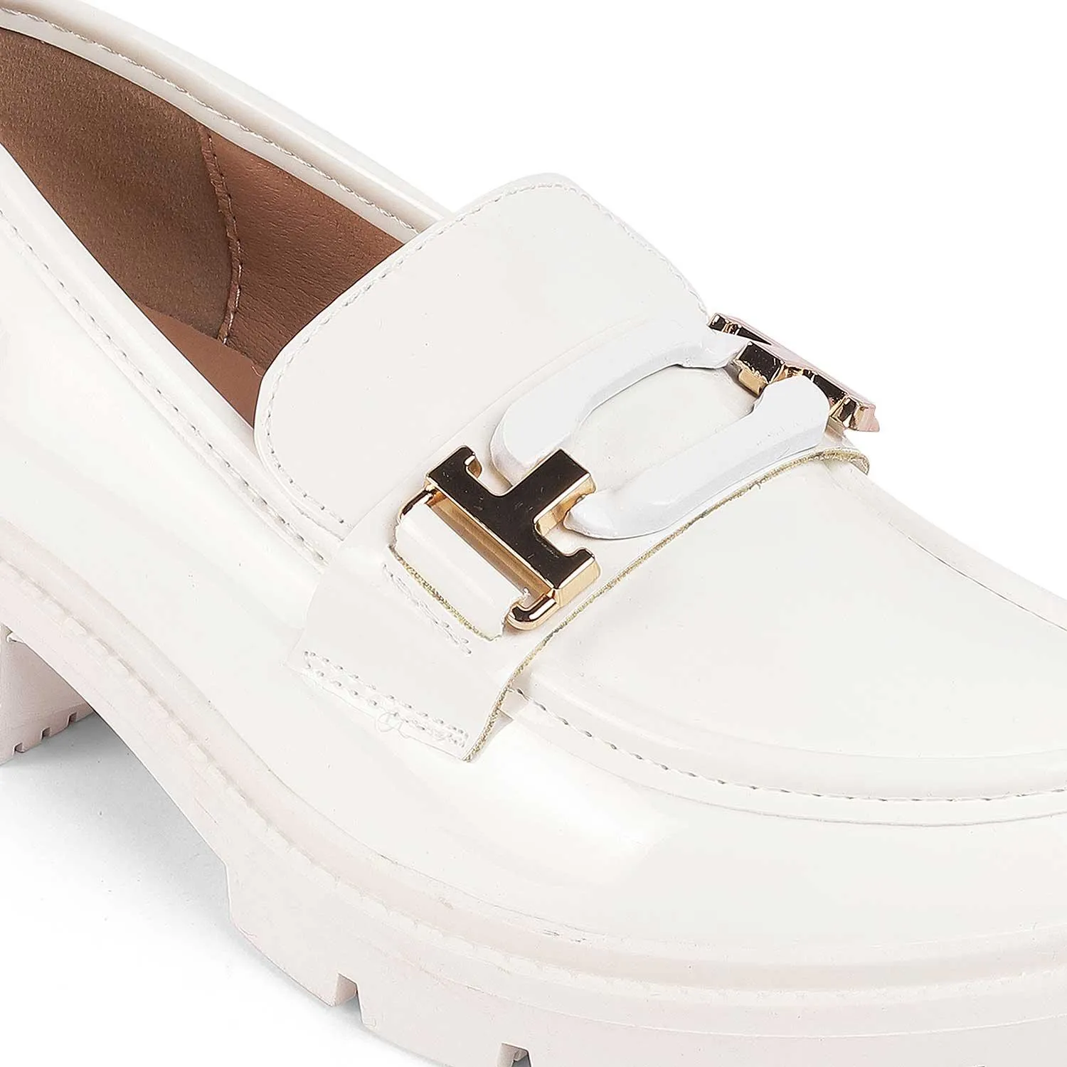 Tresmode Gstaad White Women's Chunky Sole Loafers