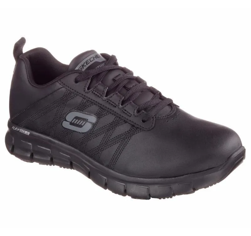 Womens Skechers Sure Track - Erath Wide Black Oil & Slip Resistant Work Shoes