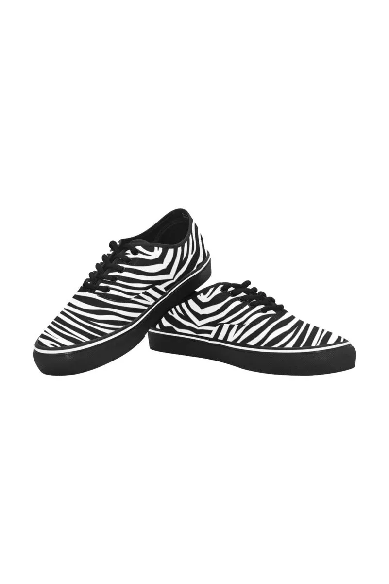 Zebra Print Classic Women's Canvas Low Top Shoes (Model E001-4)